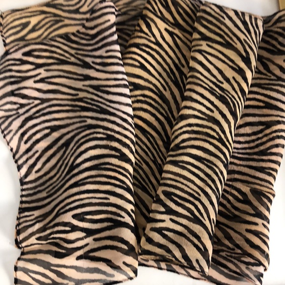 VTG Chic Safari Oblong Zebra Print Chiffon Silk Scarf - Picture 5 of 10